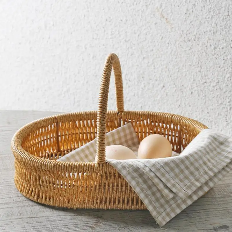 

Imitation Rattan Wicker Woven Serving Baskets for Bread Fruit Vegetables Restaurant Serving Tabletop Display Rattan Basket