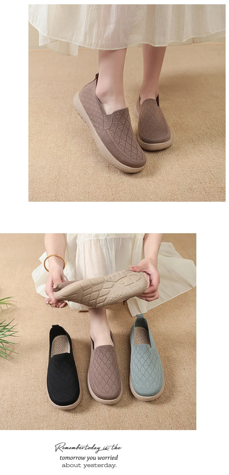 Damen Slip-On Schuhe im Stil von alten Peking-Stoffschuhen, atmungsaktive, gewebte, flache Schuhe, weich, rutschfest, bequem, zum Gehen, für Mütter, lässig, alltagstauglich, leichte Sneaker – Detail 13