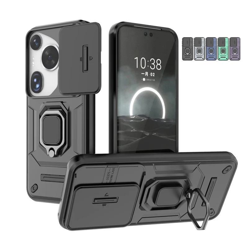 

For Huawei Pura 70 Ultra Case Cover Huawei Pura 70 Ultra Capas Phone Bumper Slide Lens Ring Holder Fundas Huawei Pura 70 Ultra