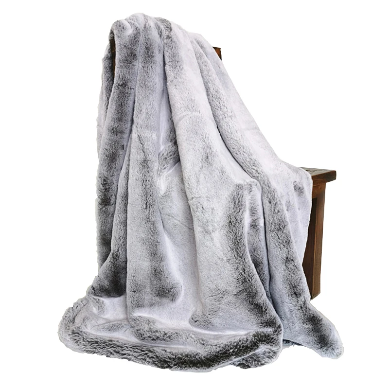 

Long Hair Faux Fur Blankets Double Layer Home Decoration Soft Warm Artificial Raschel Fox Mink Throw Sofa Bed Blankets