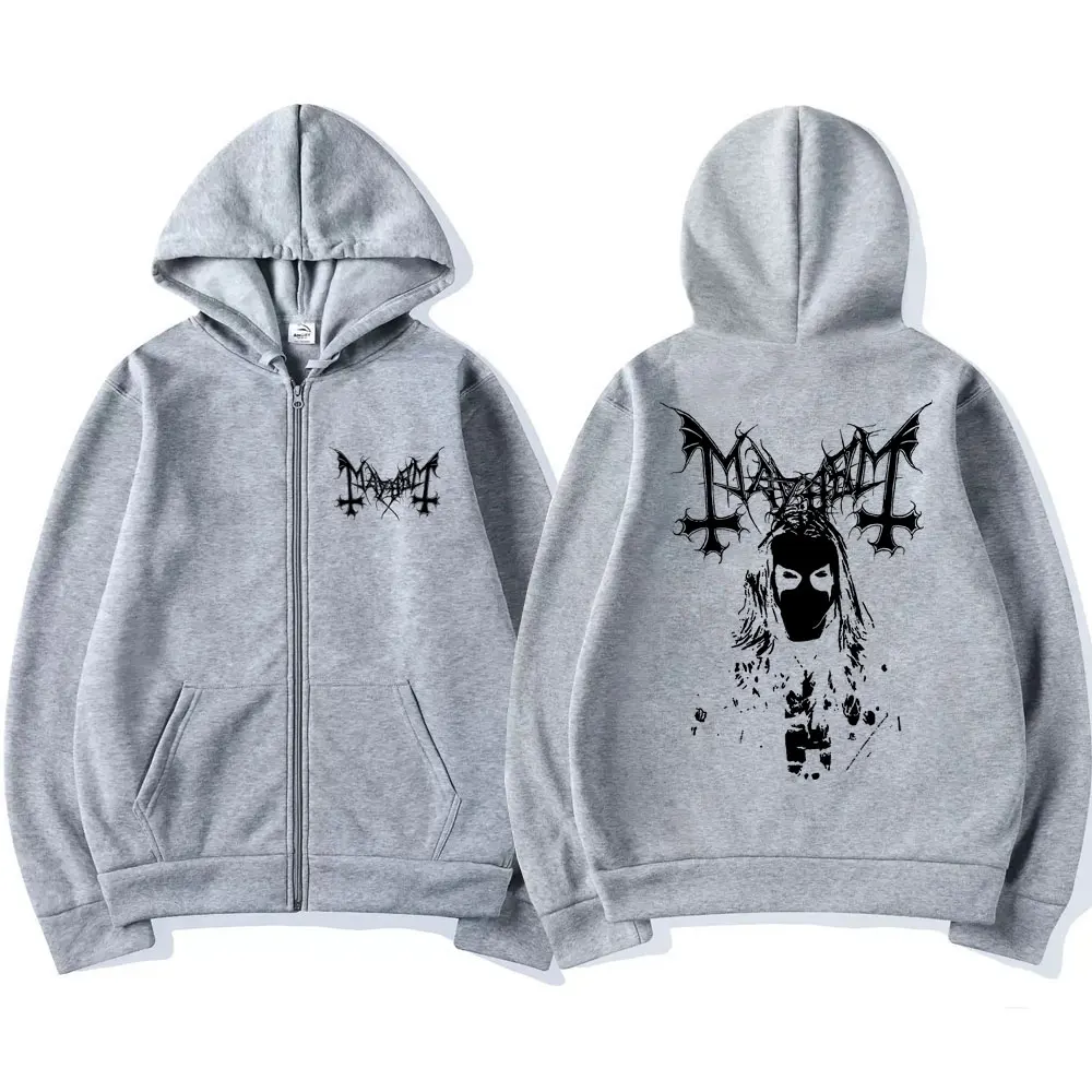 Mayhem Black Metal Zipper Hoodies Men Women Hip Hop Fashion Harajuku Punk Sweatshirt Streetwear Oversized Casual Zip Up Jacket