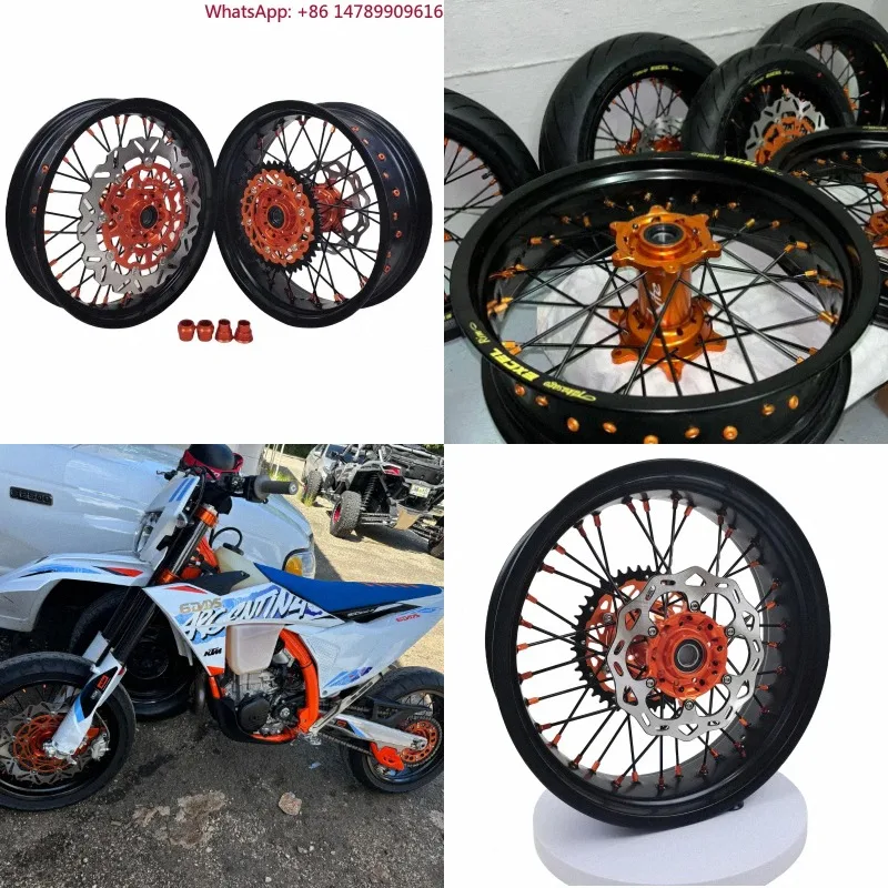 17 Inch Fit [Model] 2010-2025 Customized Accept Color Supermotard Wheels Rims Set Aluminum Alloy Spoke Wheel Set Parts