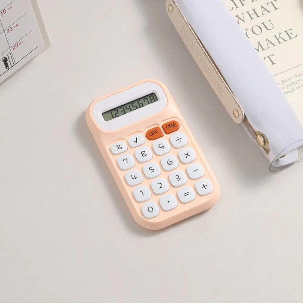8 Digits Cute Calculator Mechanical Keyboard Large Screen Arithmetic Calculator Anti-fall Durable Mini Pocket Calculator Office