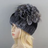 New Luxury Women Fur Hat For Winter Handmade Natural Rex Rabbit Fox Fur Cap Russian Female Fur Headgear Brand Warm Beanies Cap - Image 4