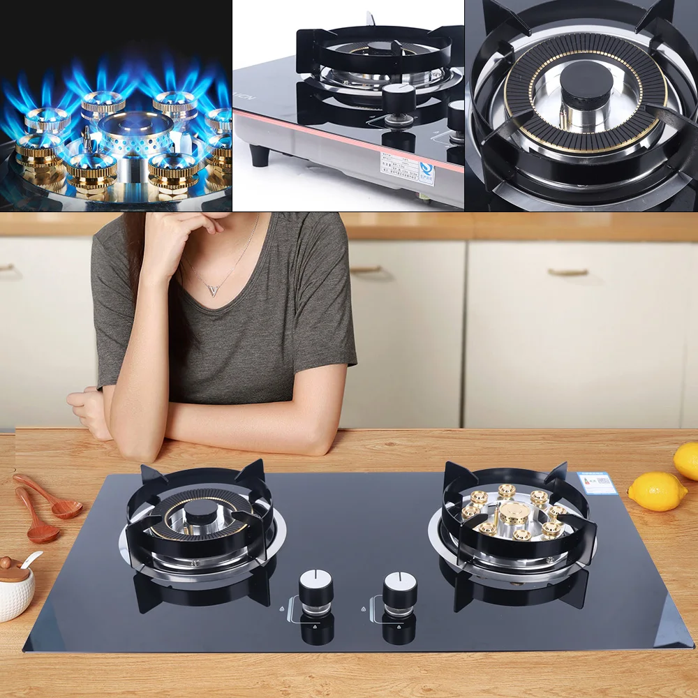 730 x 410mm Gas Cooktop Built in Gas Stove 2 Burners Gas Stoves Kitchen Burners Multi-Function Cooking High Power Gas Stove