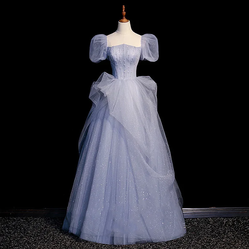 

Элегантное свадебное платье принцессы, вечернее платье для свадебной церемонии, с завышенной талией, из синтетического волокна, легкое, роскошный дизайн