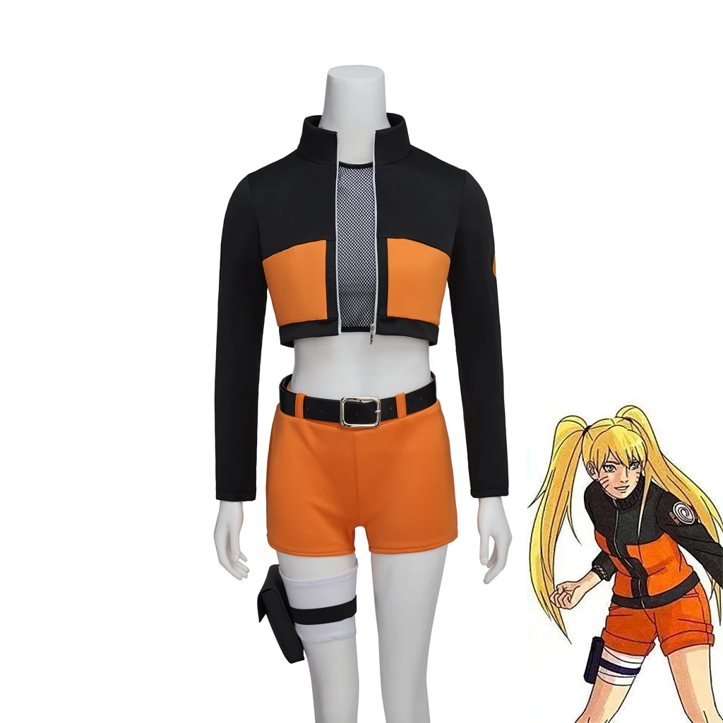 Uzumaki Naruto Costume Kimono for Woman Halloween Stage Performance Uniform Tops Shorts Belt Loli Clothing