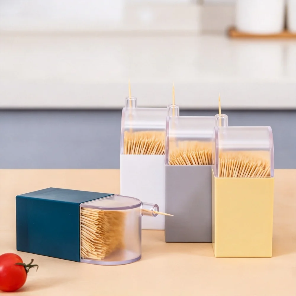 1/2Pcs Toothpick Holder with Bottle Opener, Dustproof Plastic Dispenser, Portable Storage Box for Kitchen Dining Table