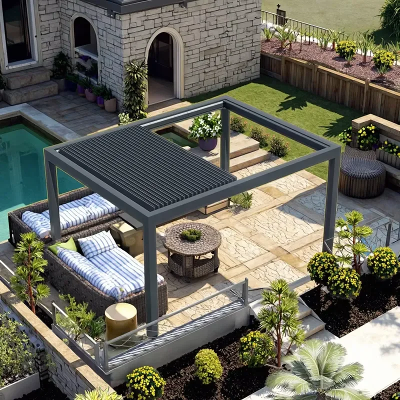Outdoor Automatic Retractable Pergola Louvred Roof for Aluminum Retractable Louvered Pergola