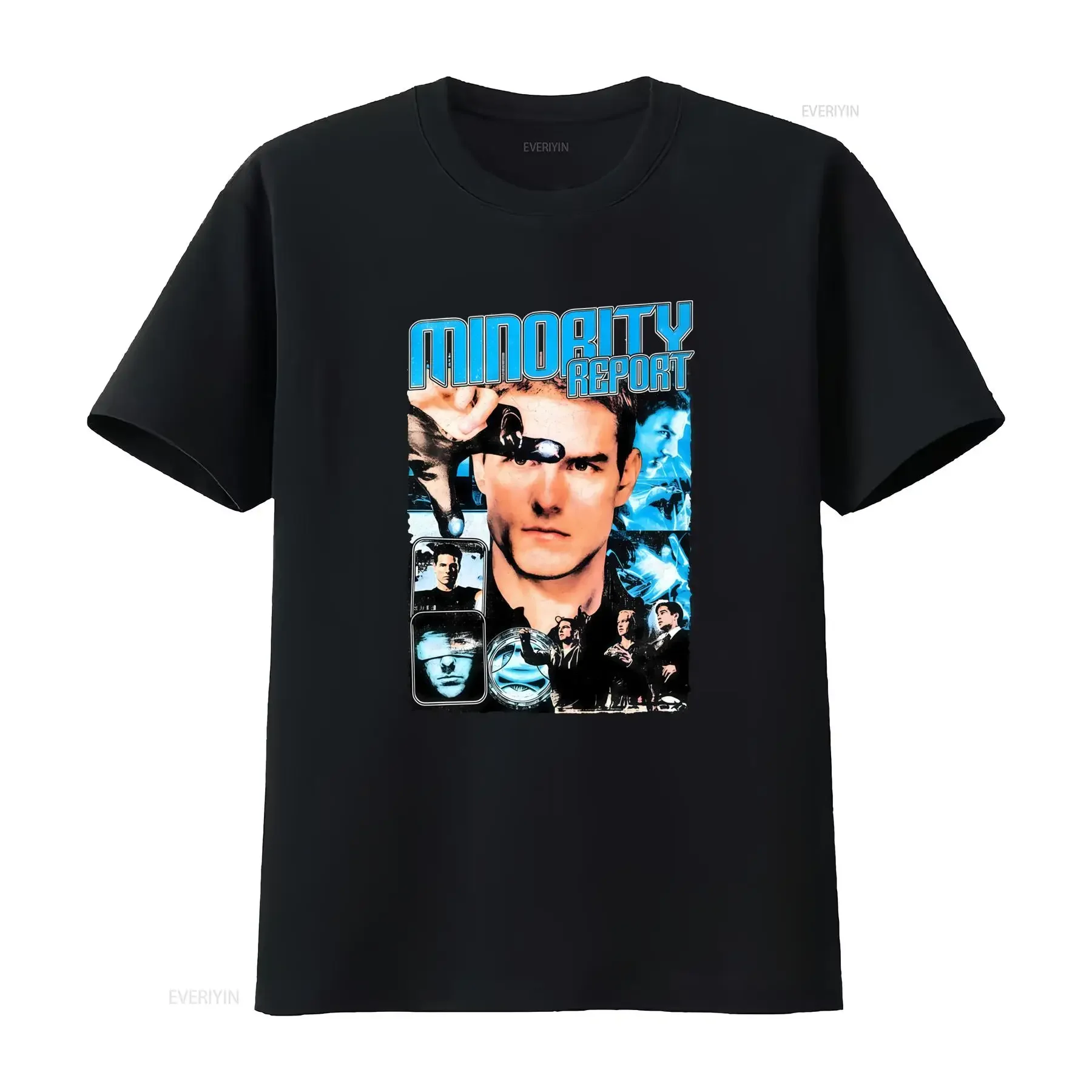 Minority Report Movie Theme T Shirt with Iconic Characters and Scenes Print vintage Washed Unisex Soft Casual homme