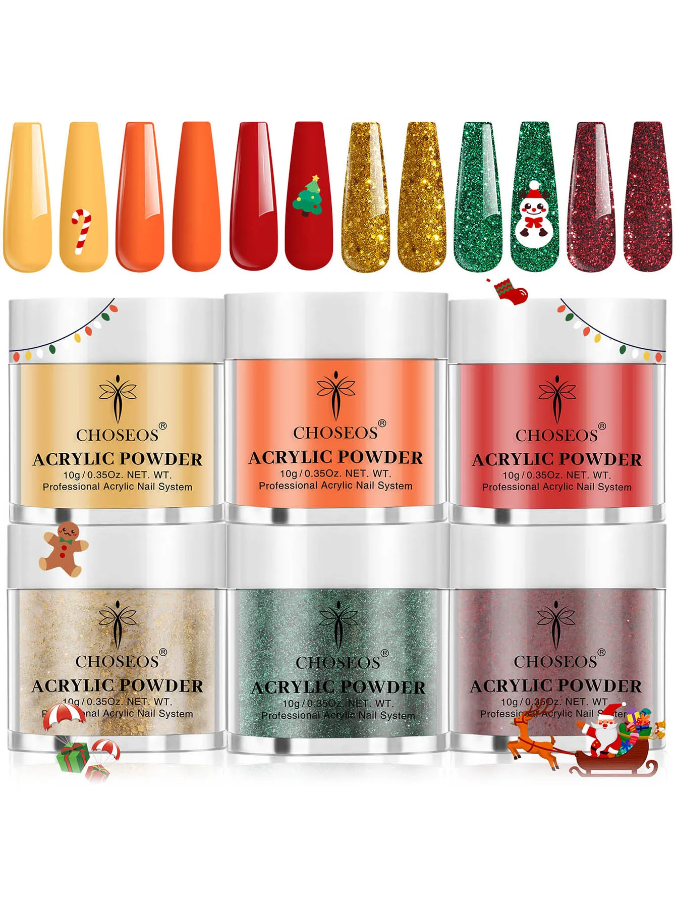 

6-color acrylic crystal powder kit, create salon-quality manicure at home, perfect for beginners and professionals