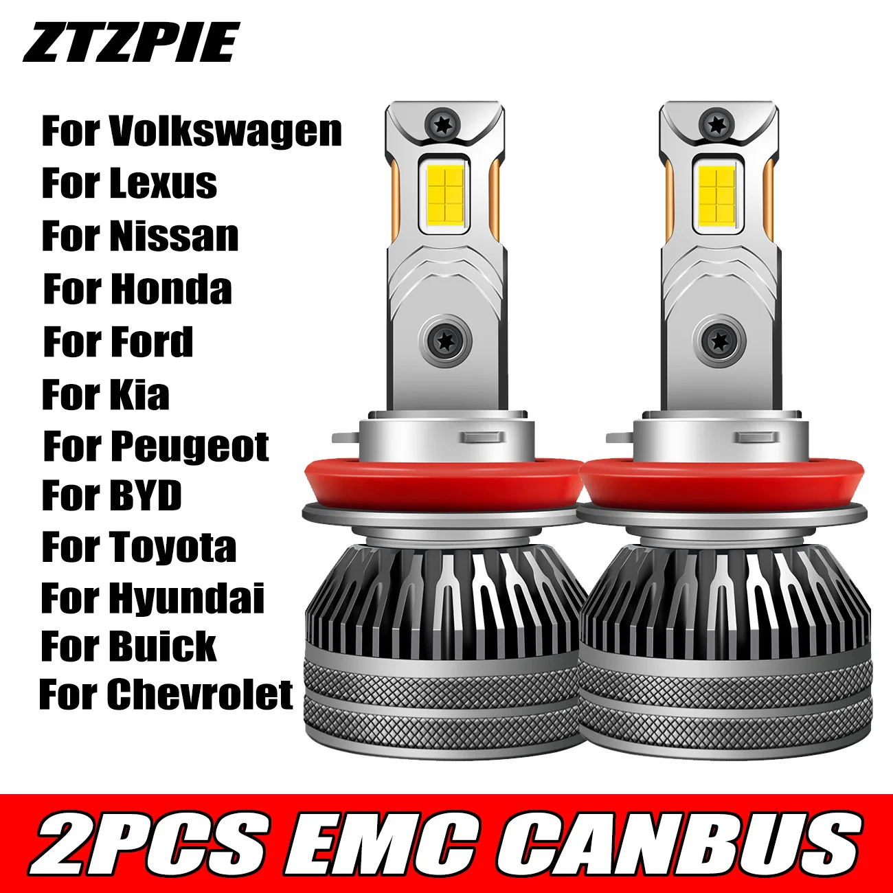 ZTZPIE 6500K 2 медная трубка HB3 HB4 9005 9006 H1 H7 Led H4 H11 Лампы EMC Canbus Светодиодная лампа Автомобильная фара 1600 Вт 12 В/24 В