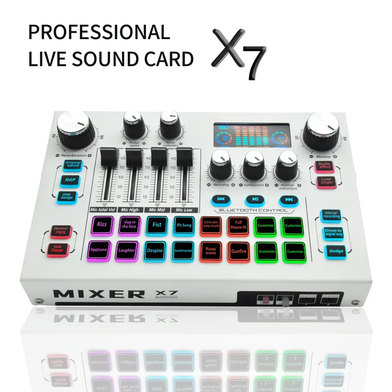 

X7 mixer English version 48V sound card full metal, suitable for mobile phone computer live broadcast, singing, game, studio X7
