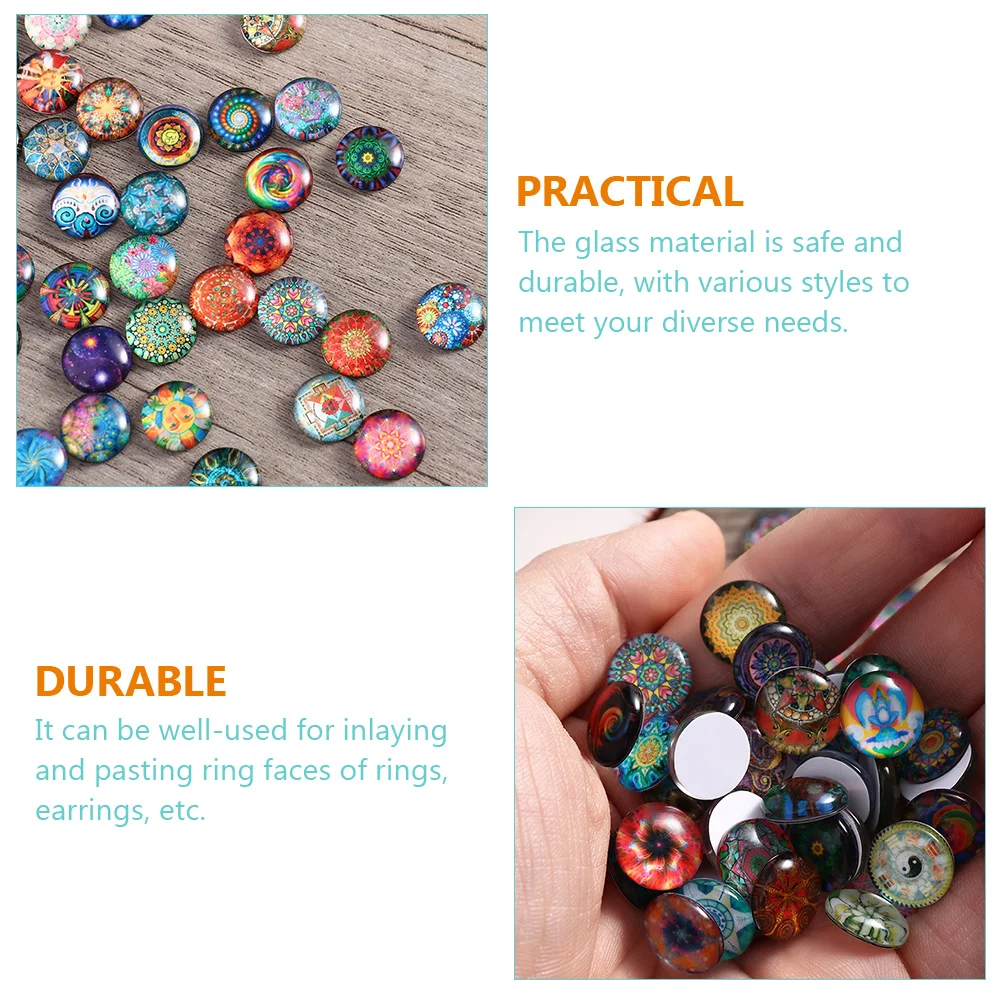 50 Pcs Geocache Swag Patch Crafts Making Gemstone Round Jewelry Accessories