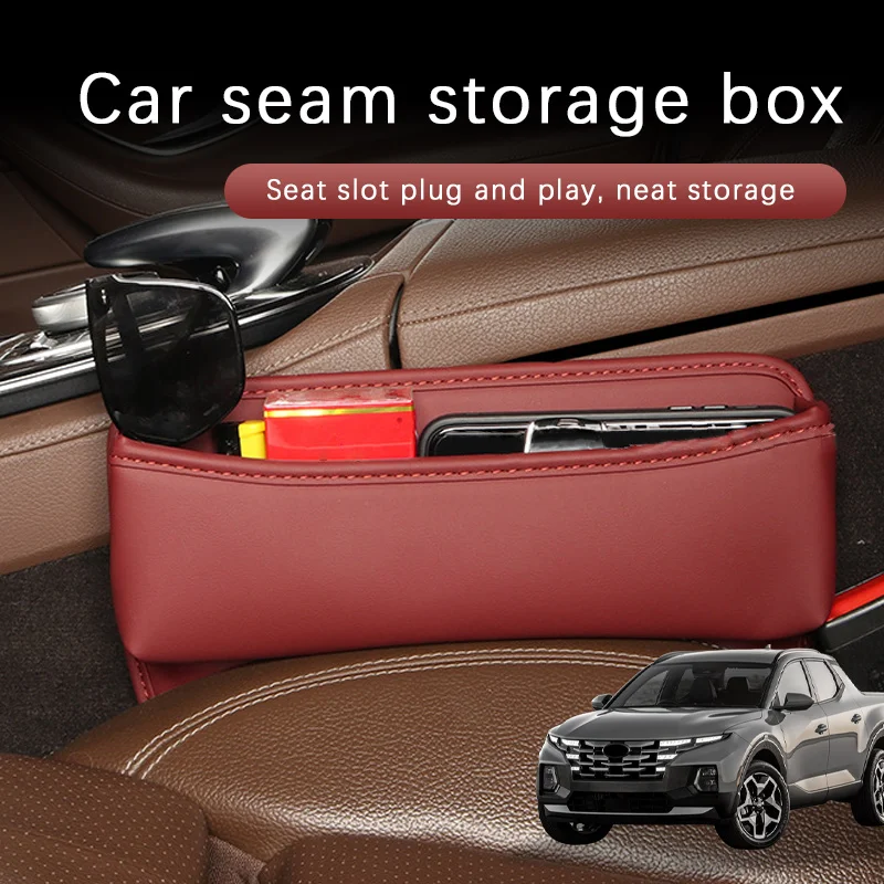 Car Seat Gap Storage Box Driver Front Auto Seat Gap Filler Organizer Wallet Keys Card Storage Box For Hyundai santa