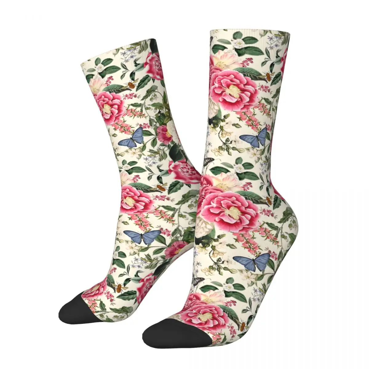 English Rose Garden Flowers Floral Socks Sports 3D Print Boy Mid-calf Sock