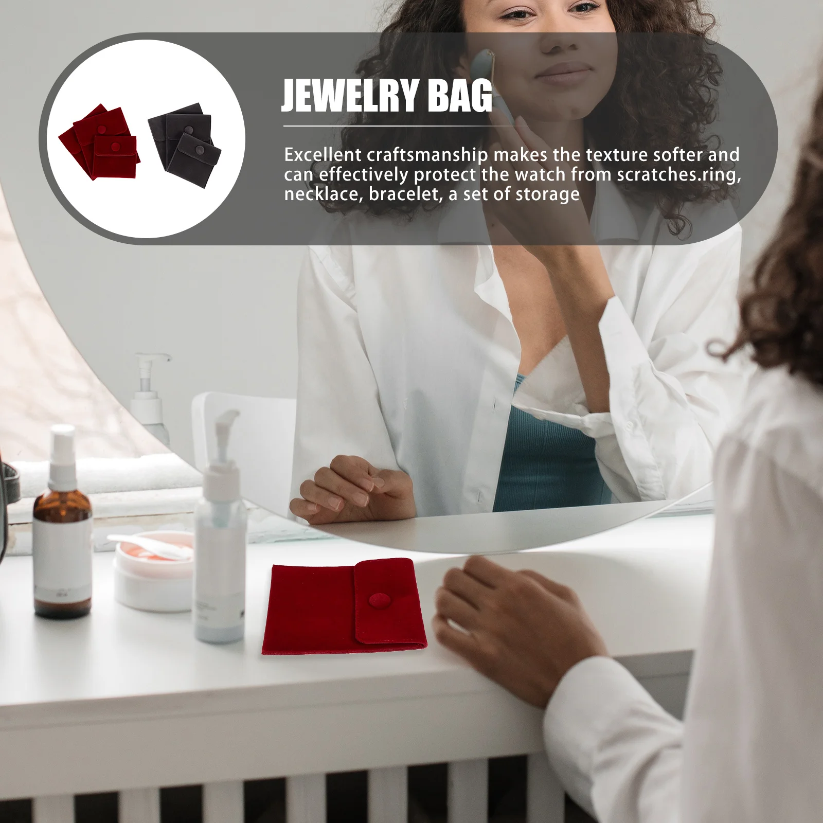 

6pcs Snap Button Jewelry Container Watch Storage Bag Snap Button Jewelry Pouch Travel Organizer For Watch Earphone Cable