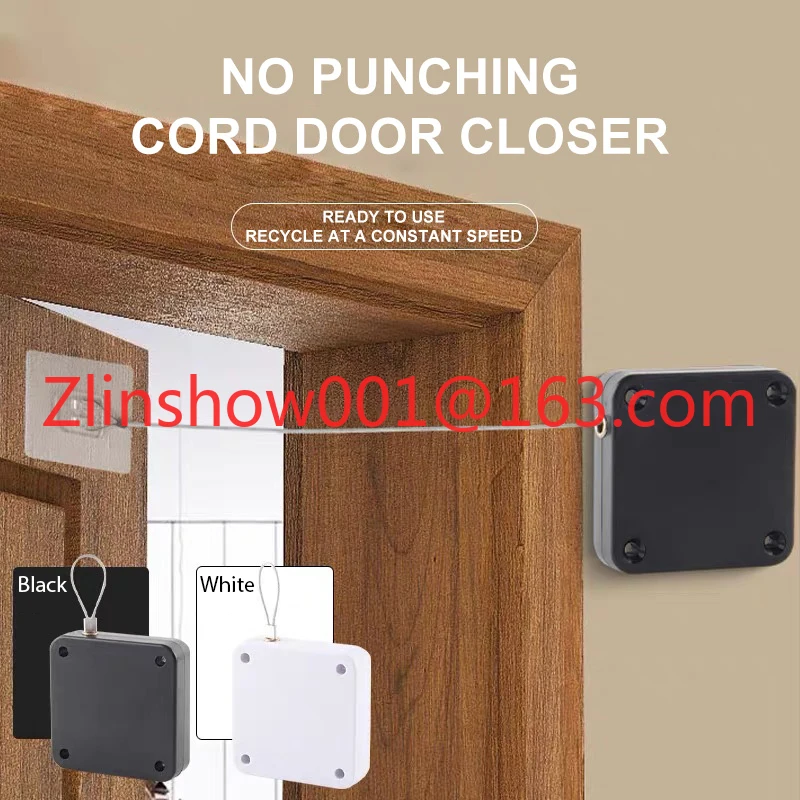 Plastic Punch Free Commercial Automatically Sensor Auto With Steel Drawstring for Bedroom Magnet Slide Door Closer Installation