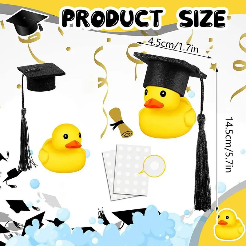 Baby Bath Toy Cute Soft Rubber Mini Graduation Ducks With Black Graduation Hat Home Graduation Theme Birthday Party Gift