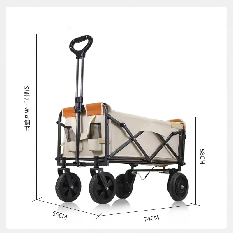 Capacity 500lbs Heavy Duty Foldable Wagon Shopping Beach Garden Pull Trolley Collapsible Folding Outdoor Portable Utility Cart