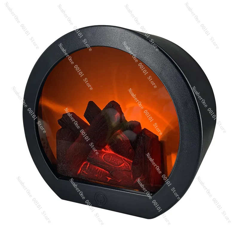 LED Retro Fireplace Lamp, Simulated Flame Night Light, Home Decor Ornament Atmosphere Lantern