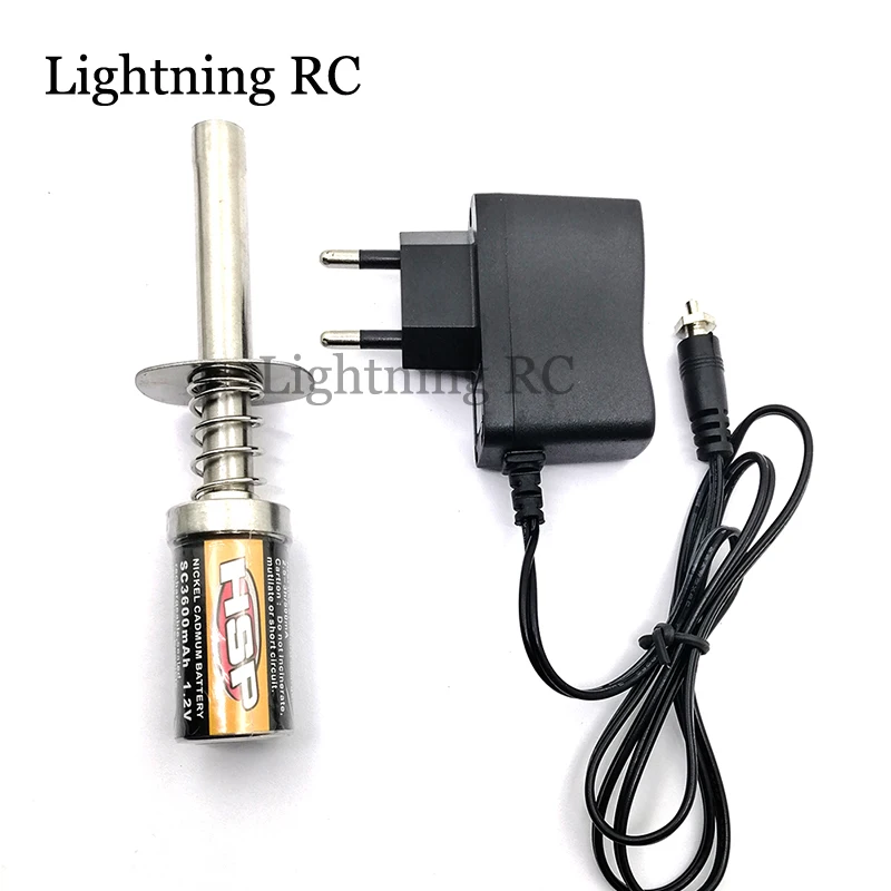 HSP Gas Nitro Engine motor glow 1.2V 1800MA 3600MA RECHARGEABLE PLUG Starter Igniter AC Charger for RC 1/8 1/10 Car S231