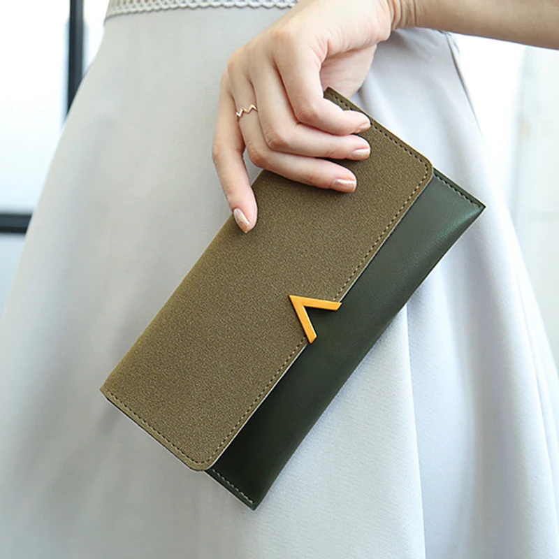 

2025 Korean version simple women's wallet long wallet envelope wallet zipper multi slot wallet solid color handbag