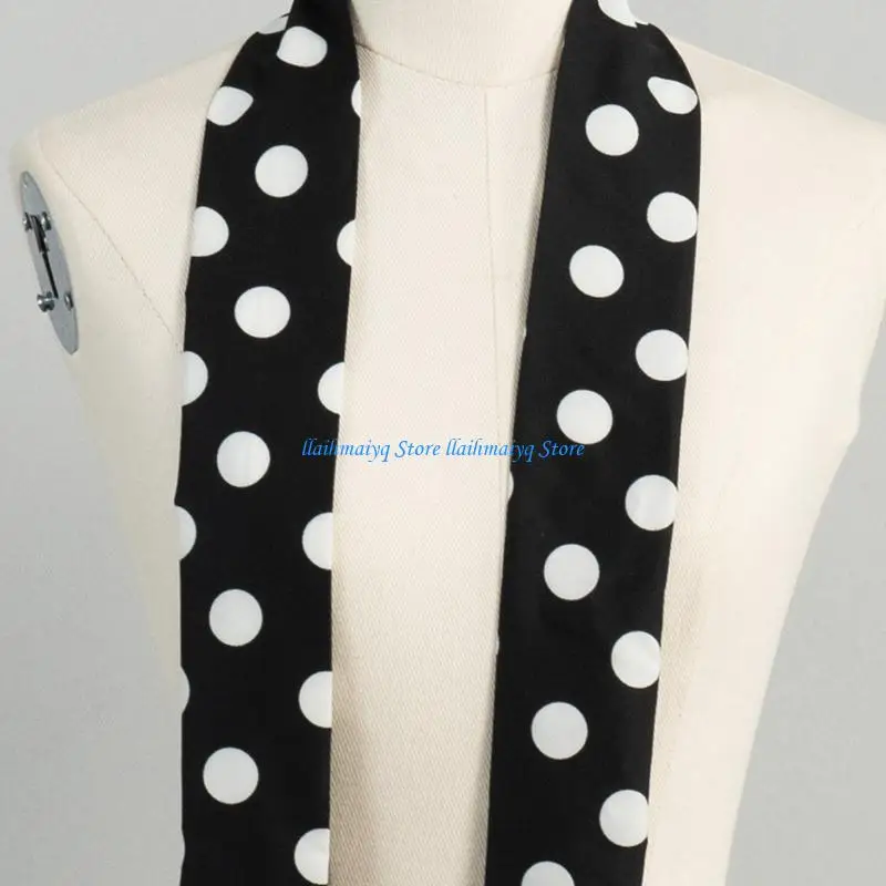 573B Multiuse Bowknot Decors Neck Scarf with Dotted Pattern Women Decorative Neckwear