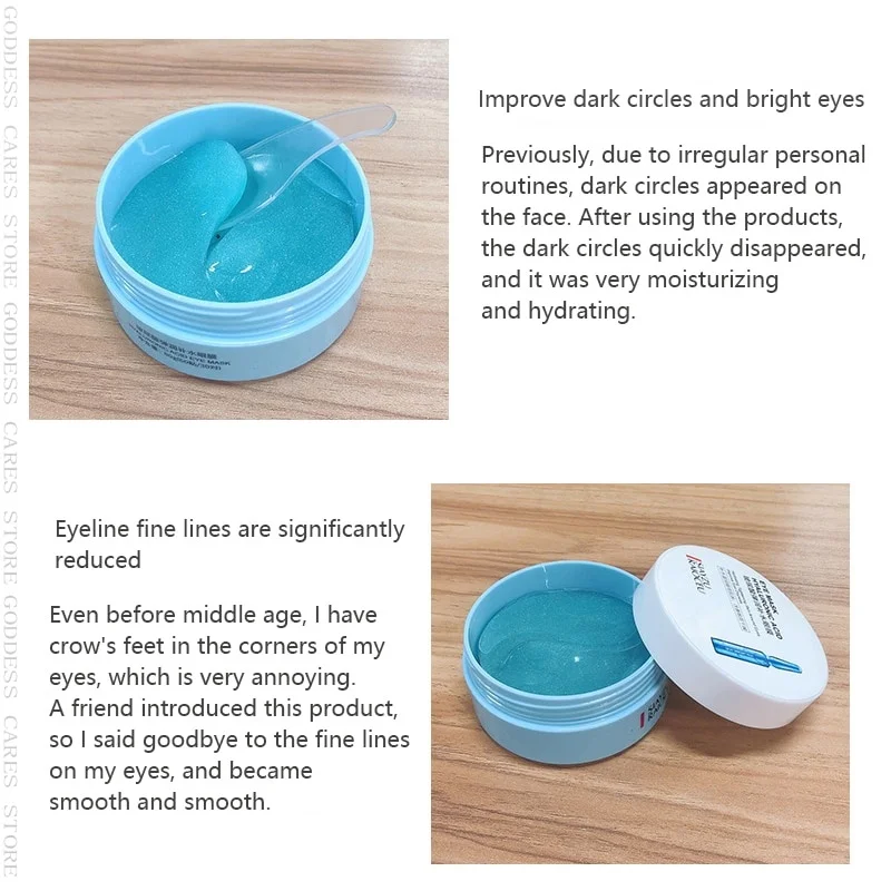 Whitening Firming Eye Patch 60pcs Hyaluronic Acid Moisturizing Blue Eye Mask Remove Dark Circles Sleep Face Mask Care Korean