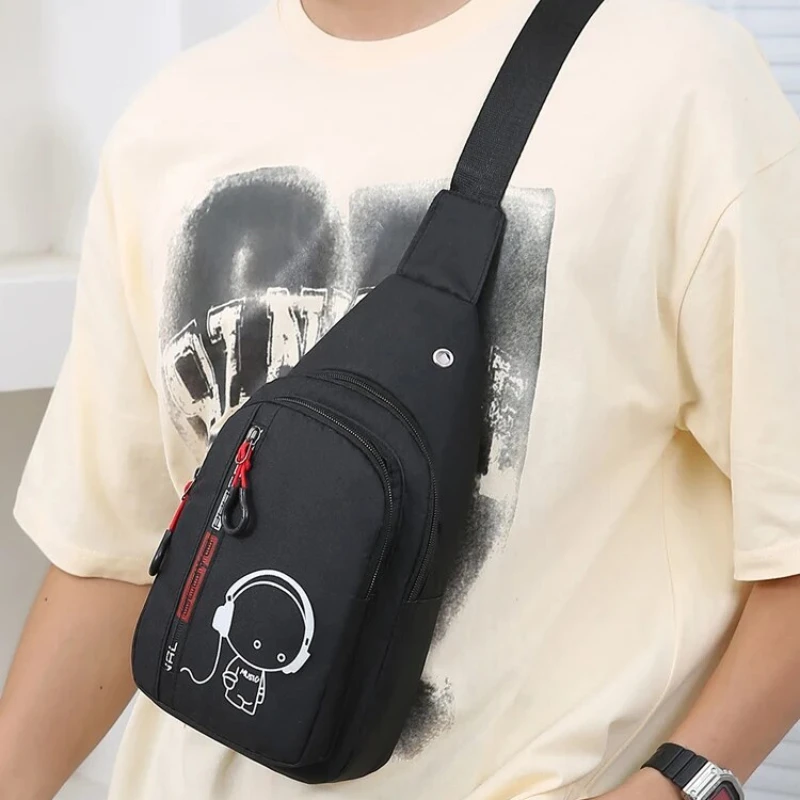 Bolsa de peito masculina de um ombro crossbody bolsa grande capacidade esportes ao ar livre e lazer moda pequena bolsa de ombro grande capacidade