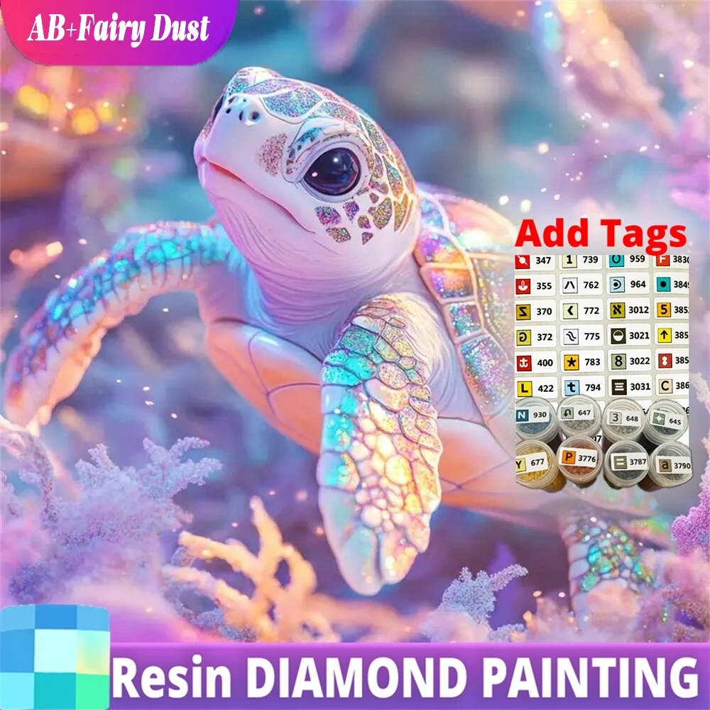 

Resin AB Fairy Dust New Arrival Diamond Embroidery Turtle Handicraft Painting Tortoise Animal Craft Kit Cartoon Mosaic Home Deco
