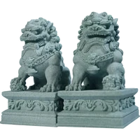 Blue Sandstone Lion Ornaments, Traditional Stone - Carved Auspicious Beasts, Multi - Size Tea Pet Desktop Decor 6