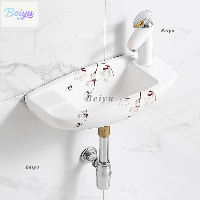 

Mini wash basin, bathroom, wall-mounted washbasin, integrated ceramic balcony wash basin, small apartment, narrow and long hangi