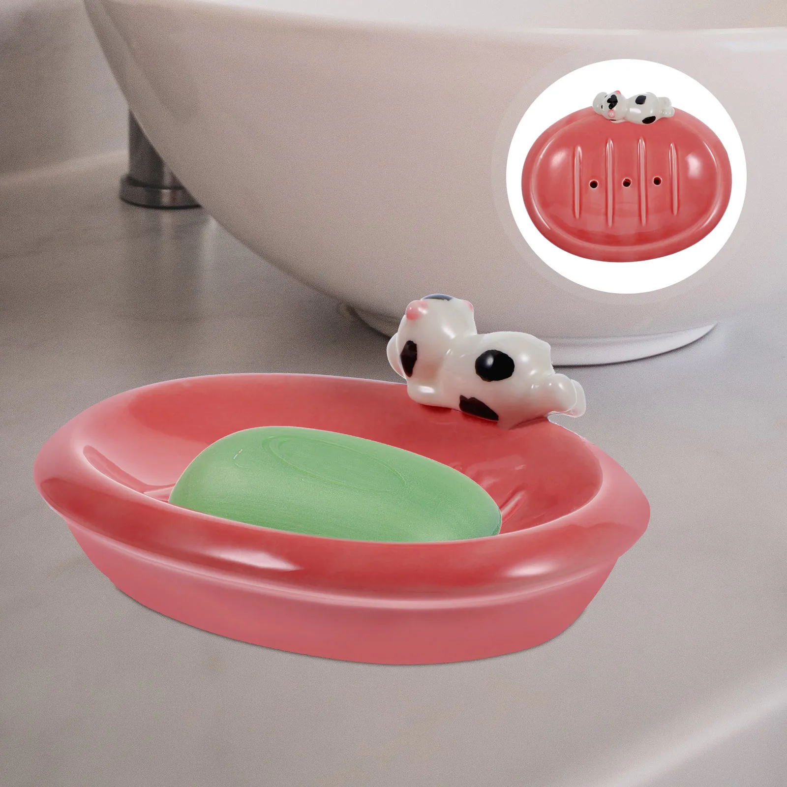 

Adorable Cartoon Ceramic Soap Dish Household Soap Holder Draining Tray for Bathroom Kitchen Laundry Decorative Rack