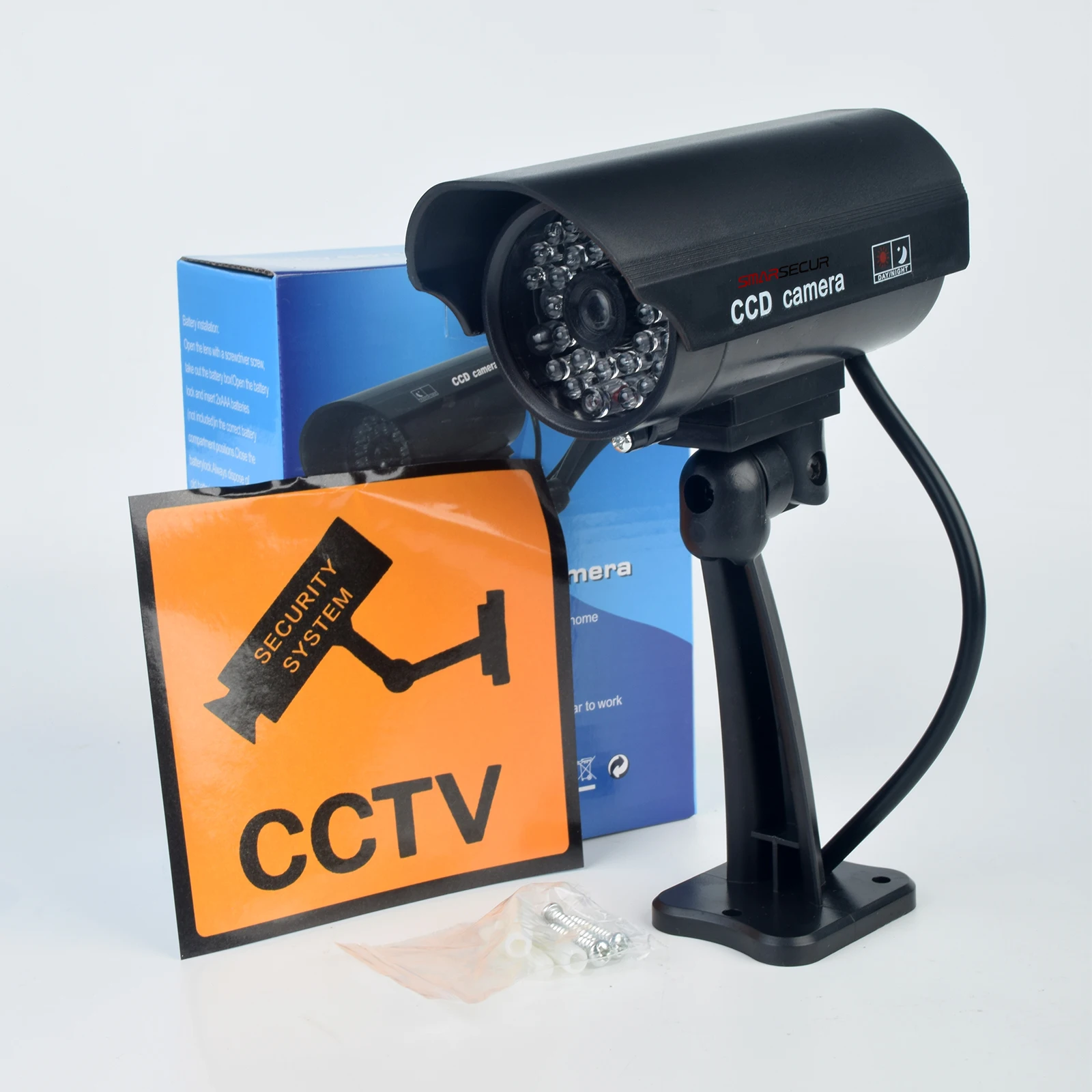 كاميرا مراقبة CCTV وهمية مقاومة للماء مع ضوء LED أحمر وامض في الهواء الطلق والداخلية #5