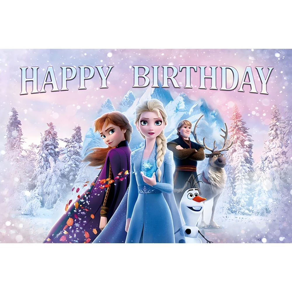 Disney Winter Ice Frozen Snowflake Castle Backdrop Elsa Anna Snow Queen Princess Girls Birthday Party Decor Photo Background