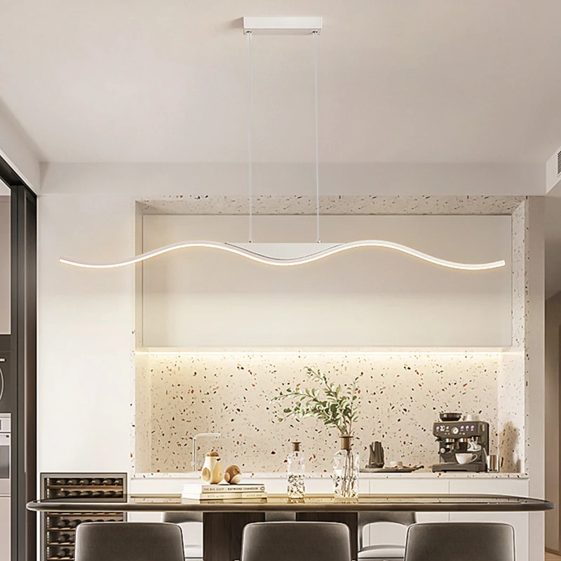 Luz colgante LED nórdica para comedor, sala de estar, decoración del hogar, dormitorio, línea de arte, iluminación interior, lámpara colgante, accesorio de restaurante