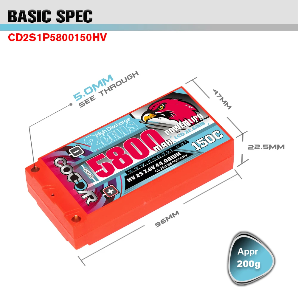 CODDAR 5800mAh 2S 150C 7.6V bateria Lipo dla drona Freestyle FPV Model samolotu puszczania samolotów kanałowy z wtyczką T/XT60 bateria do drona