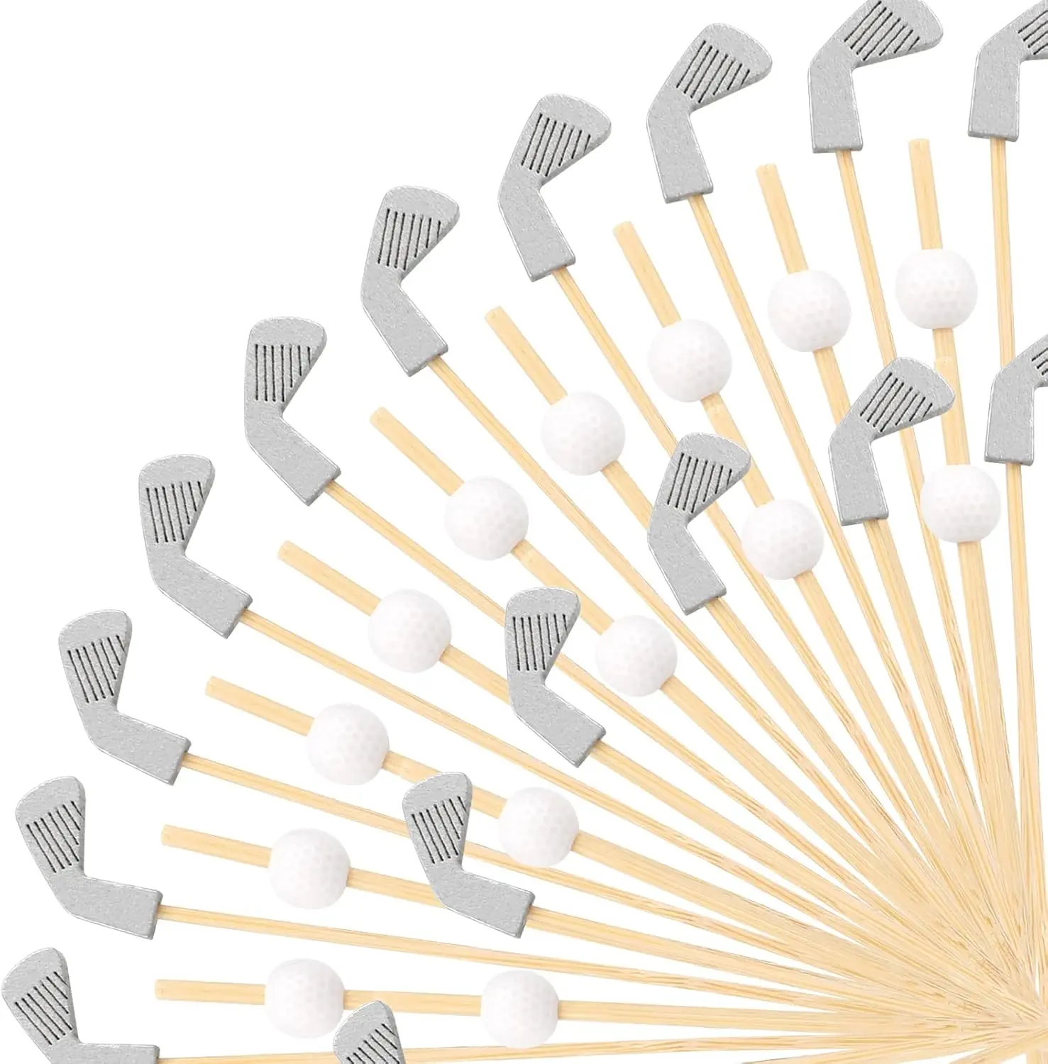

Golf Toothpicks for Appetizers, Wooden Cocktail Picks Decorations, Disposable Bamboo Fruit Kabob Skewers for Golf Party Decorati