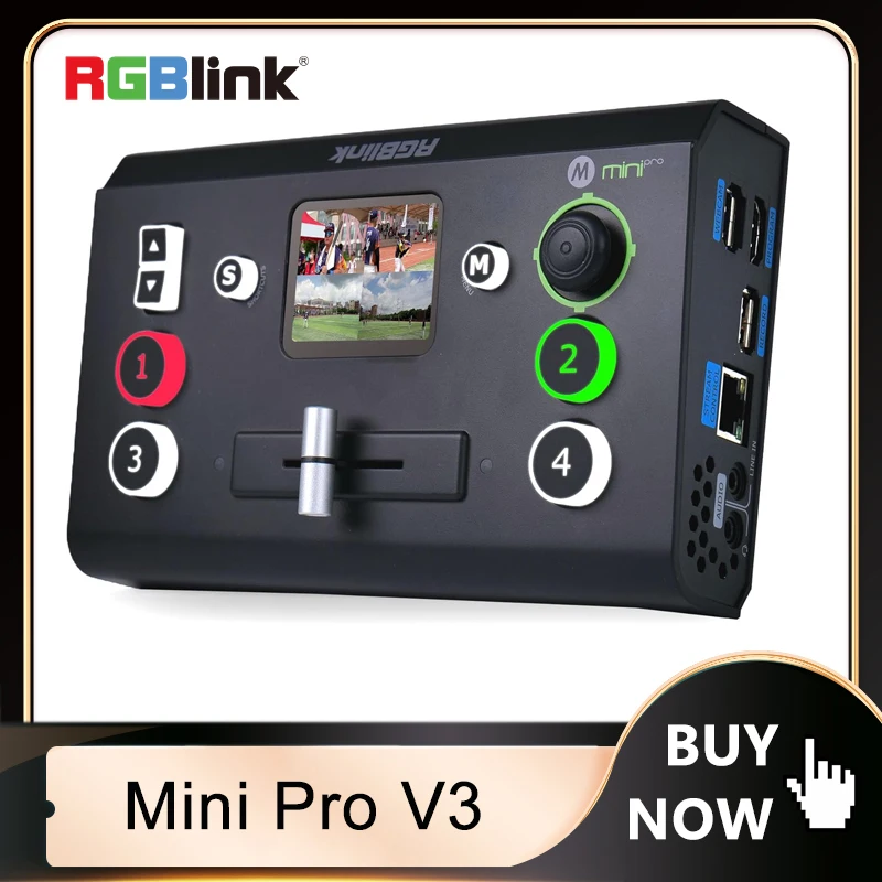 RGBlink Mini pro V3 Update version Video Switcher สําหรับที่ถ่ายทอดสดออกอากาศคอนเสิร์ต 1080p60 Studio Mini Switcher