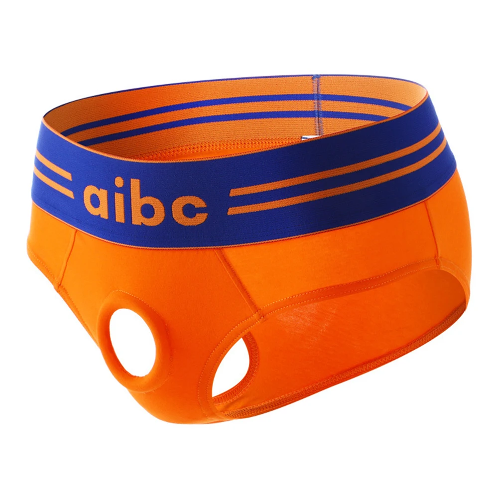 Men's Sexy Front Open Hole Underwear Cotton Underwear Bikini Elastic Briefs Gay Pouch Panties Breathable Seamless Lingerie