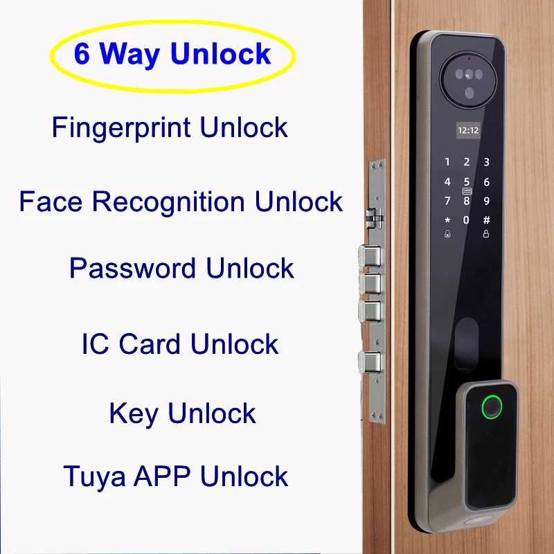 Tuya Wifi 3D Face Recognition Fingerprint Electronic Door Lock Multi-country Language Home Security Password Gate Door Lock