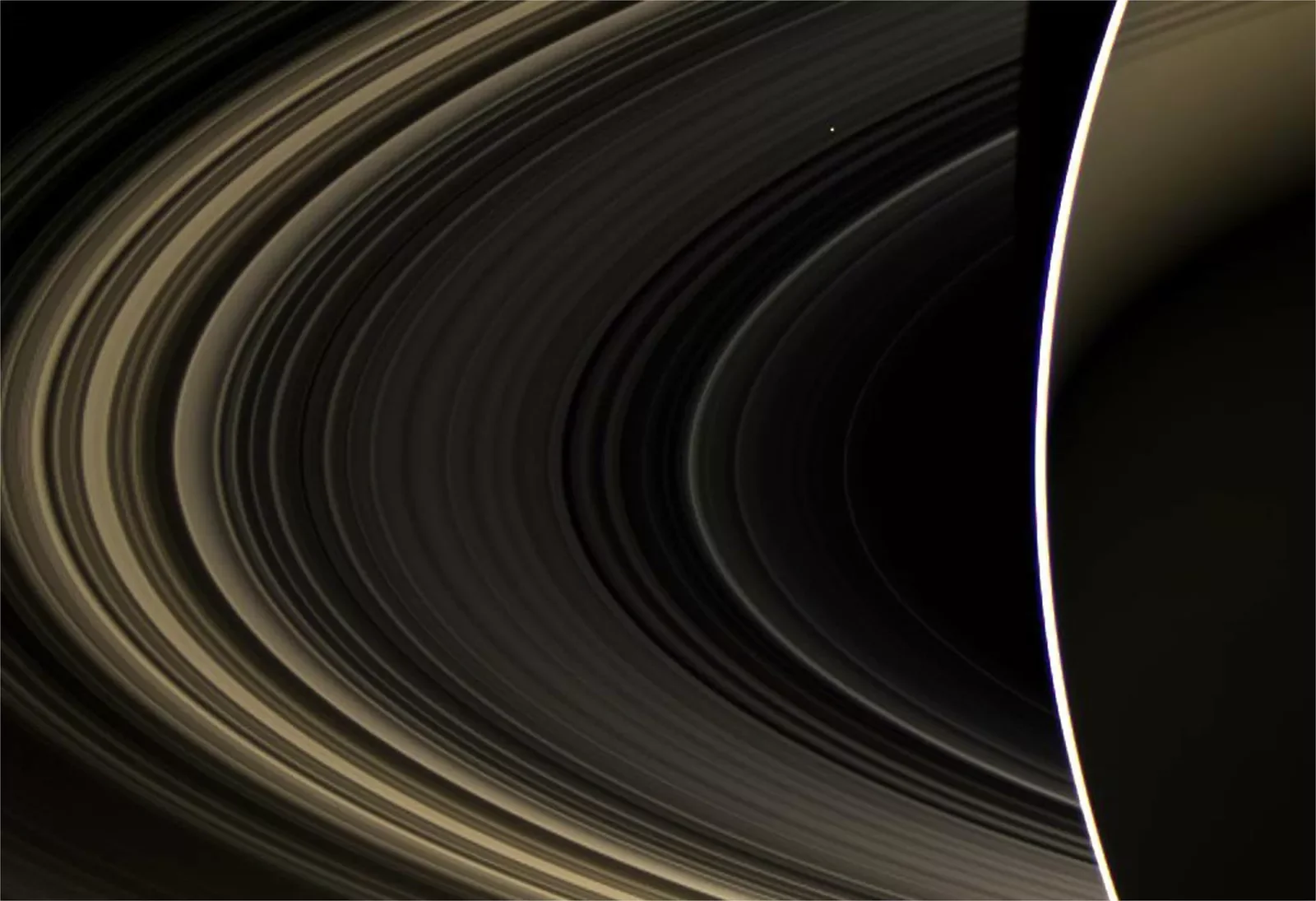 

Cassini Spies Venus from Saturn Hi Gloss Space Photo Art Film Print Silk Poster Home Wall Decor