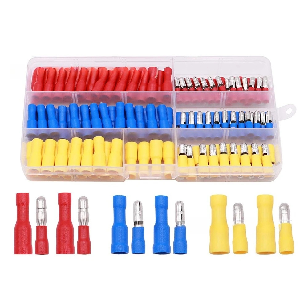 160PCS Boxed Bullet Cold Press Terminal Assortment Kit, Pre-insulated Electrical Crimp Wiring Terminals