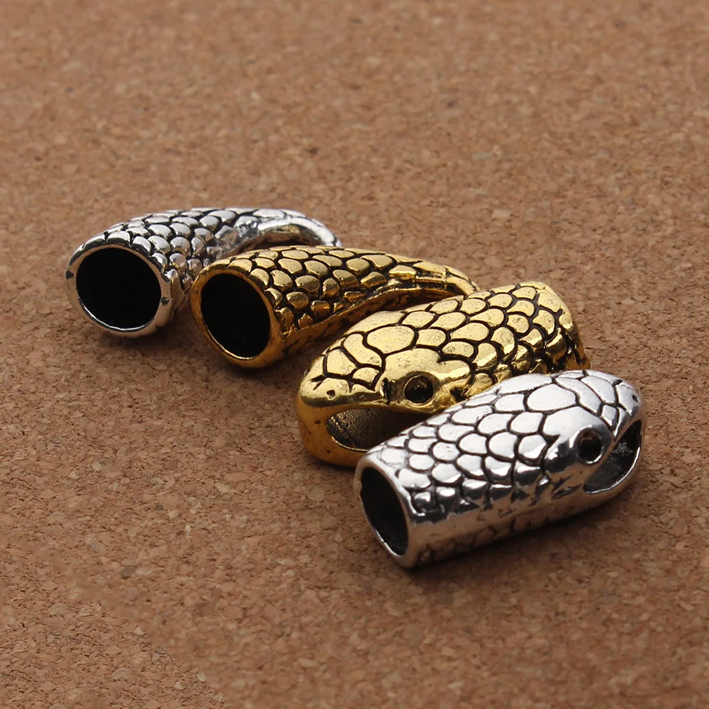 10pcs/lot 7mm Snake Head Shape Clasps Hooks Gold Silver Color Metal End Caps For Connector DIY Jewelry Making  Leather Bracelet