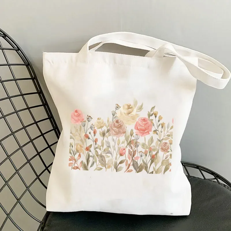 Girl Shoulder Yellow Cosmos Flowers Printed Tote Bag Shopping Bag Lady Canvas Bag Women Harajuku Shopper Handbag Shopper