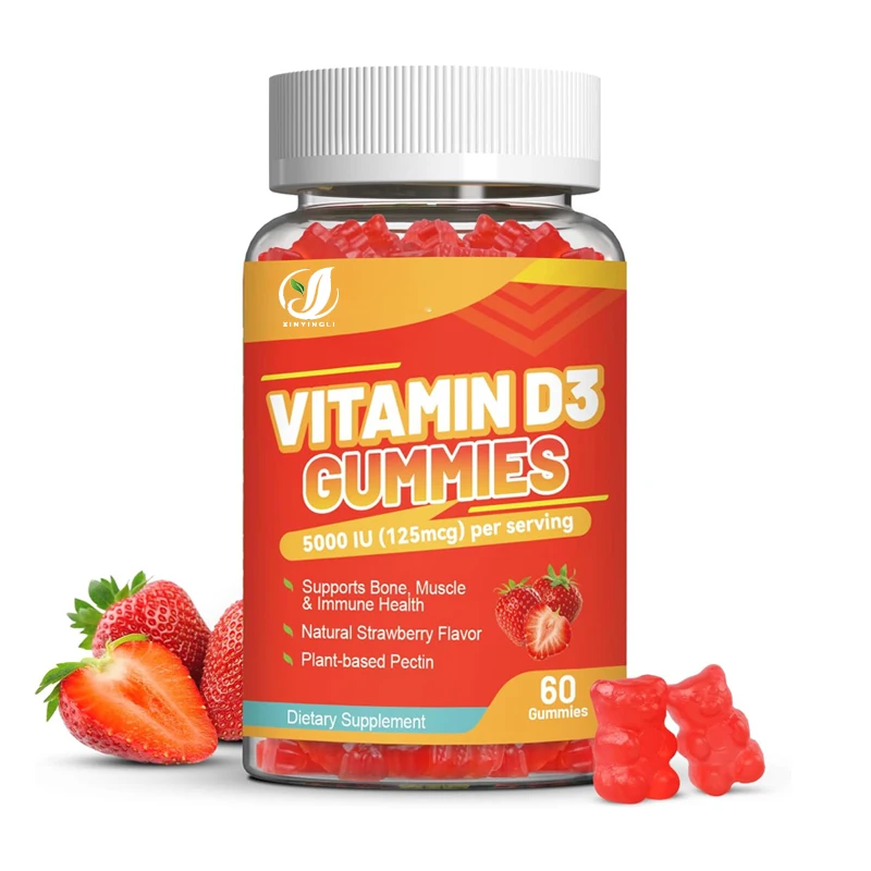 Vitamin D3 5000 IU 125mcg gummies - Adult Vitamin D gummies that support immune, bone, and muscle health - Non GMO, gluten free