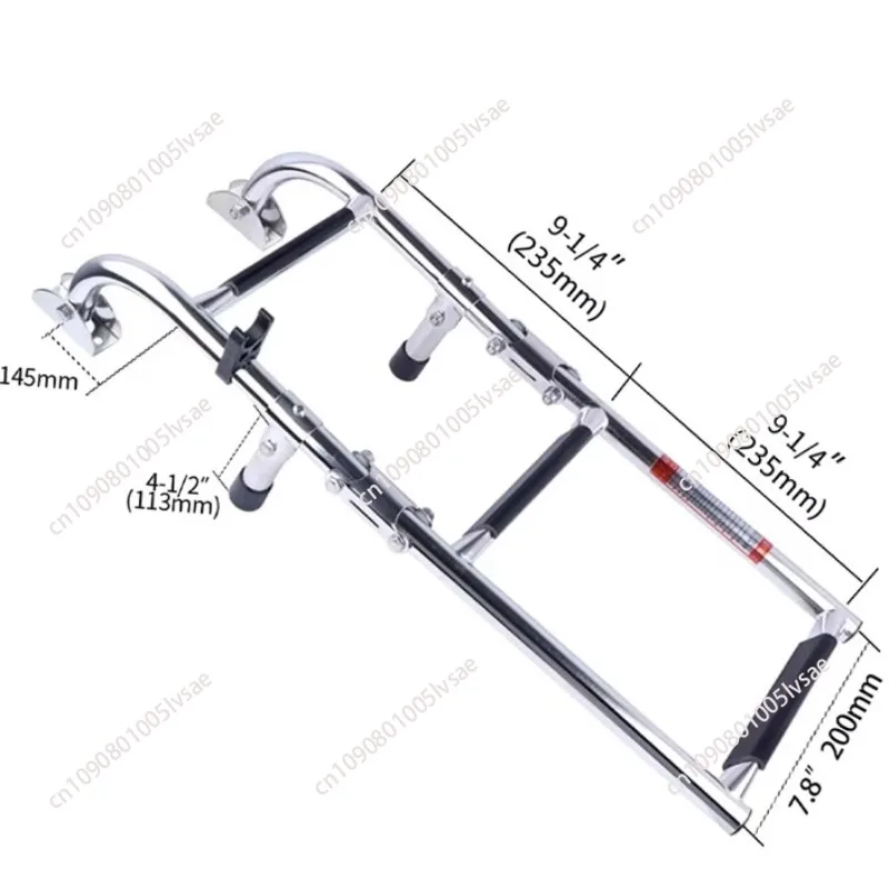 

3 Steps Stainless Steel Boat Ladder Grips 2+1 Steps Transom Mount Folding Stern Ladder Gunwale-Mounted Removable Ladder