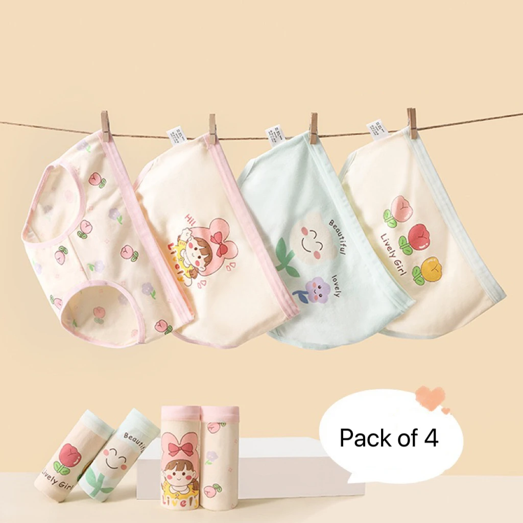 

4pcs/set Cotton Girl's Panties Babys Lovely Character Pattern Cartoon Briefs Students Boxer Kids Soft Underwear Childrens Panty