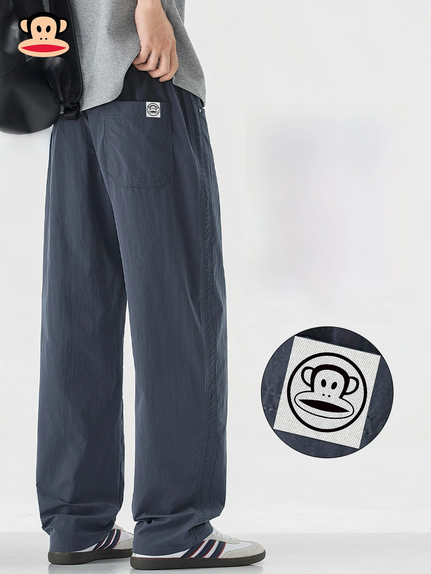 

Новые весенние свободные прямые повседневные брюки Paul Frank для мужчин, модные американские брендовые дышащие широкие длинные брюки из полиэфирного волокна